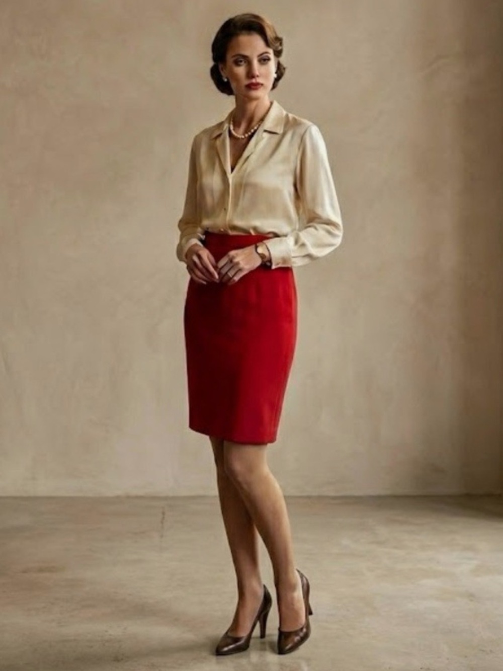 Armani Collezioni Red Pencil Skirt Size 6